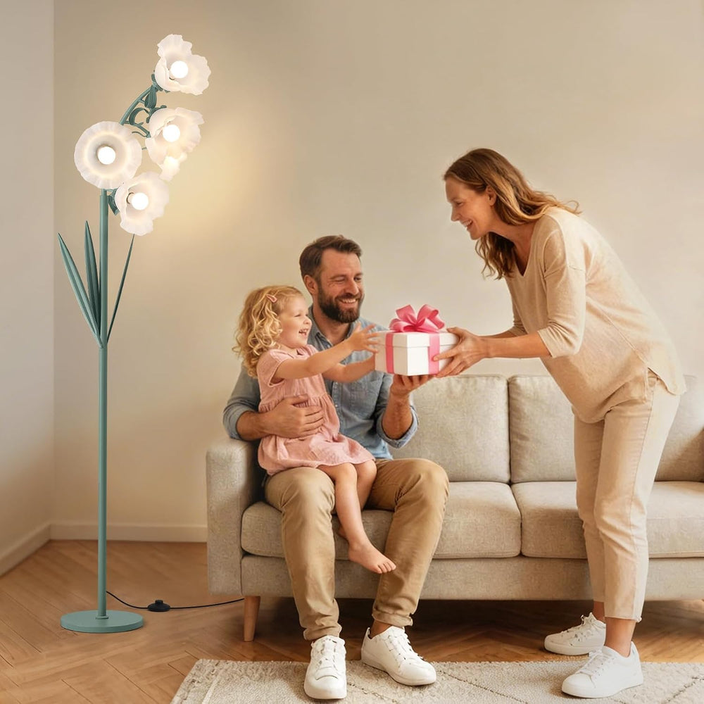5-Light Flower Floor Lamp, 3-Color Floral Standing Lamp for Living Room