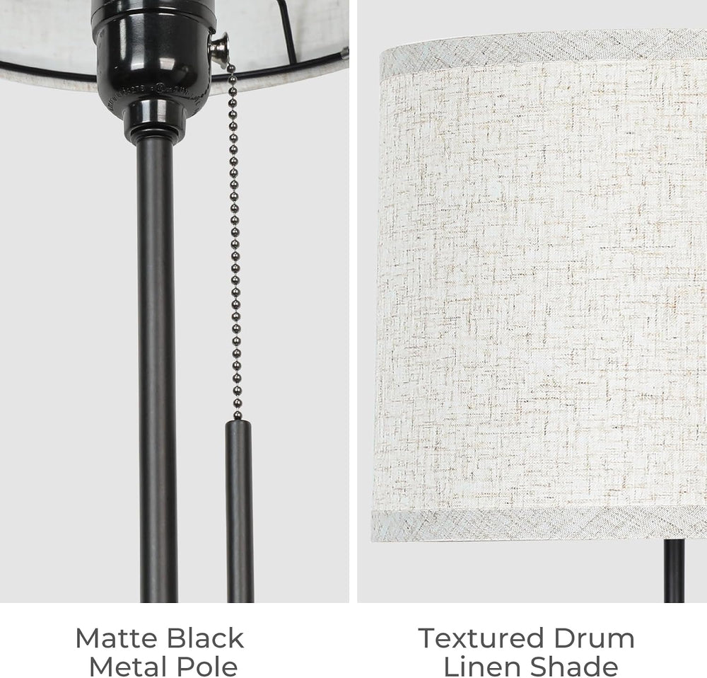 Qingmiao 53"-63" Adjustable Floor Lamp, Anti-tip Base, Pull Chain