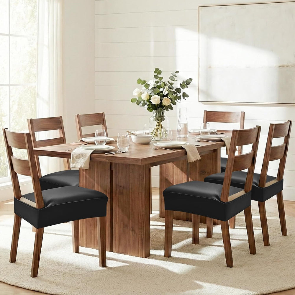 Smiry Waterproof Pu Leather Seat Covers for Dining Room Chairs Set of 4