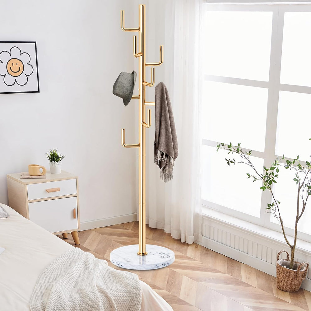 ZOZOE Metal Modern Coat Racks, Cactus Coat Rack Freestanding with Natural Mar...