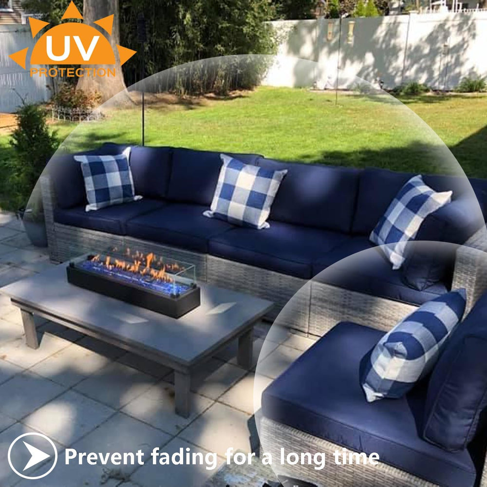 FLYMEI Patio Cushion Covers 20x20x2, Navy Blue, 4 Packs