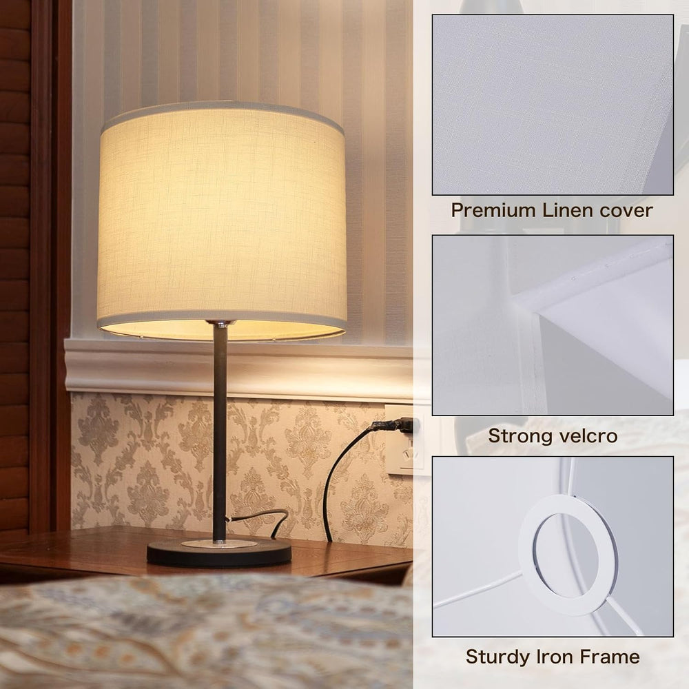 White Lamp Shade, Large Drum Lampshade 13" Top x 13" Bottom x 11&qu...