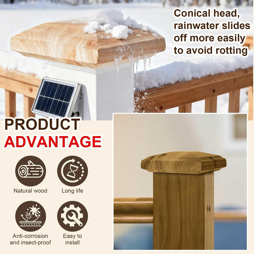 Hosuly 3 Pcs 4 x 4 Inch (Actual 3-5/8") Wood Fence Post Cap