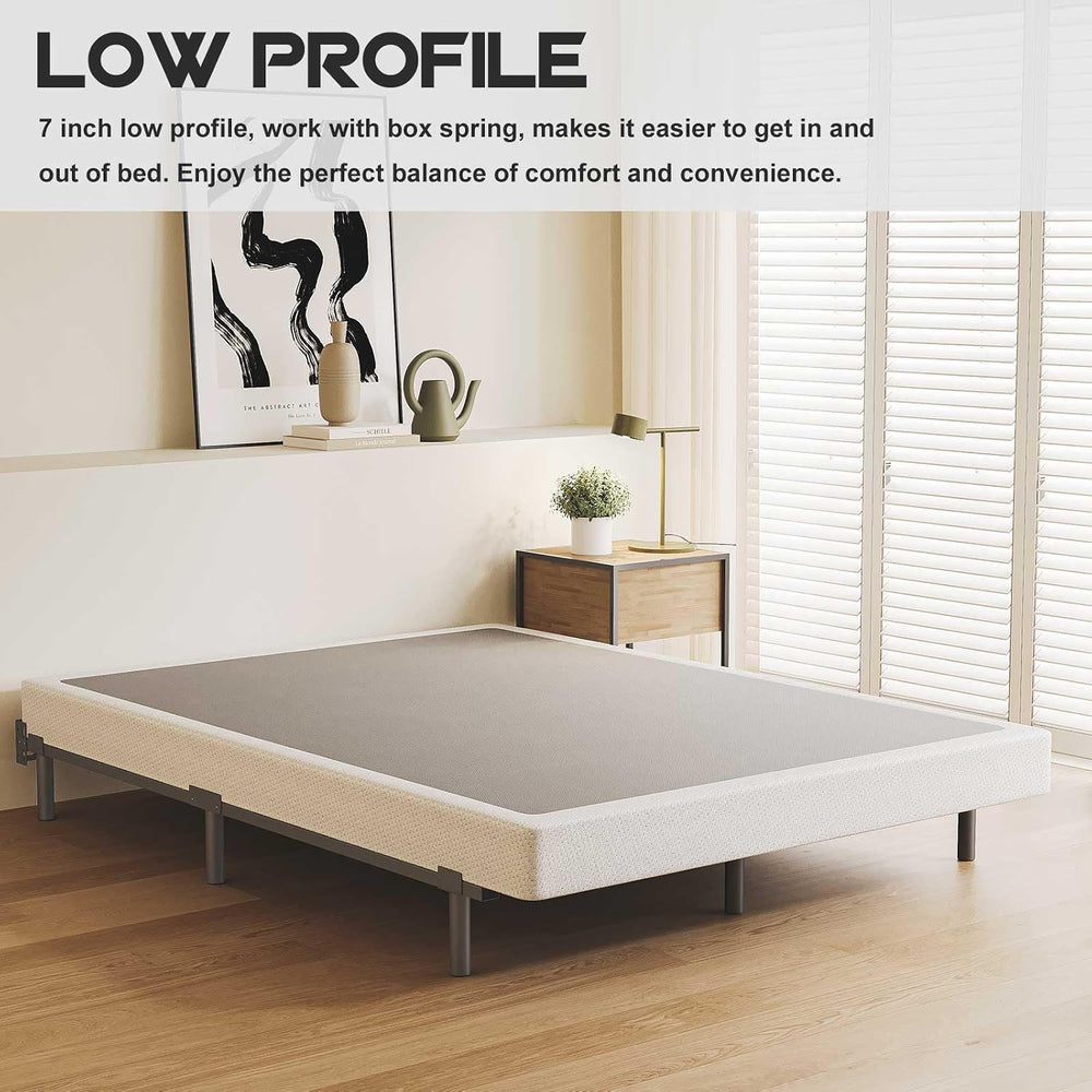 Bedsnus 7 Inch Metal Bed Frame Queen Size, Compatible with Most Brand Box Spr...