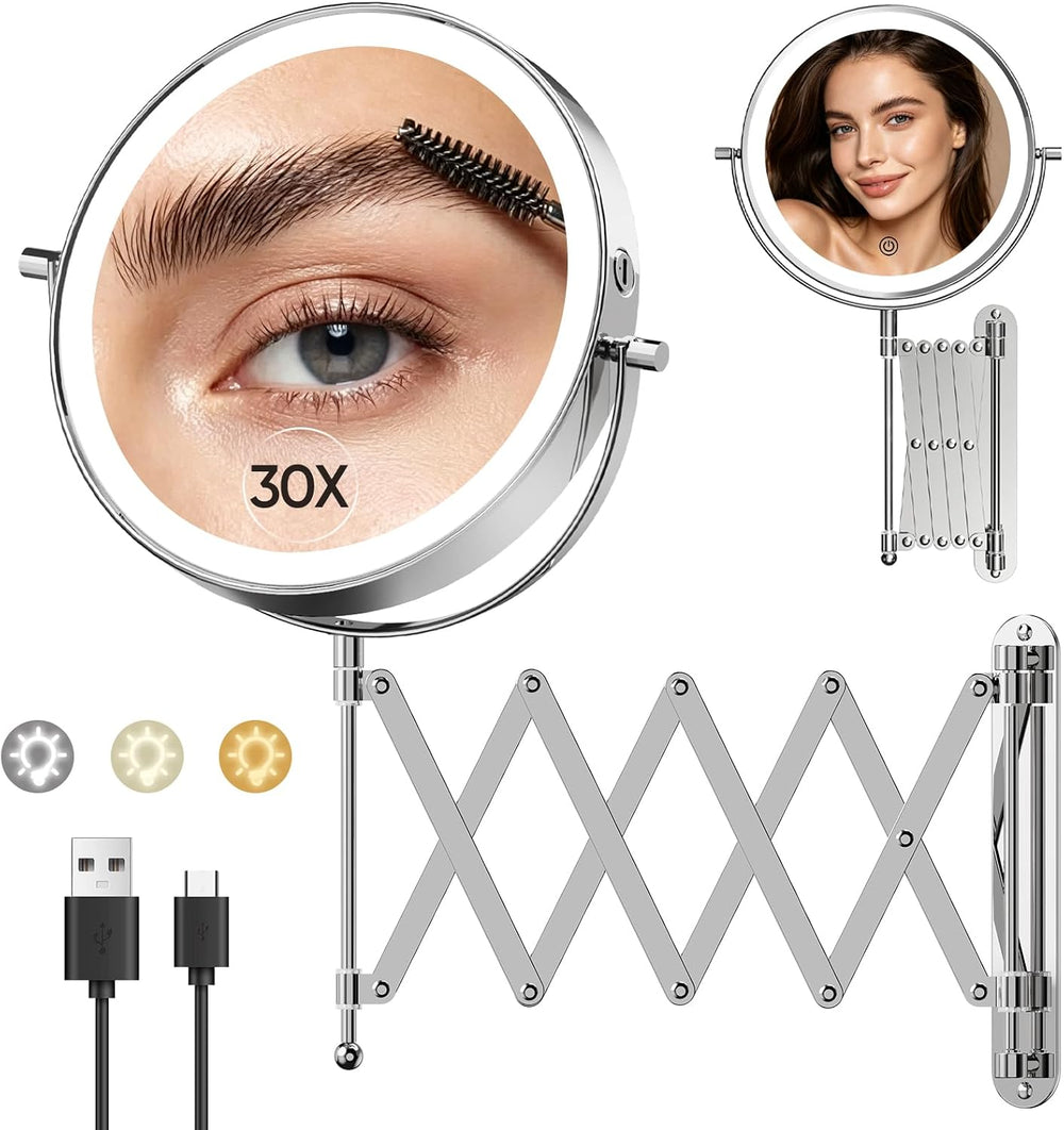 8" Rechargeable Wall Mounted Makeup Mirror Double Sided Magnifying