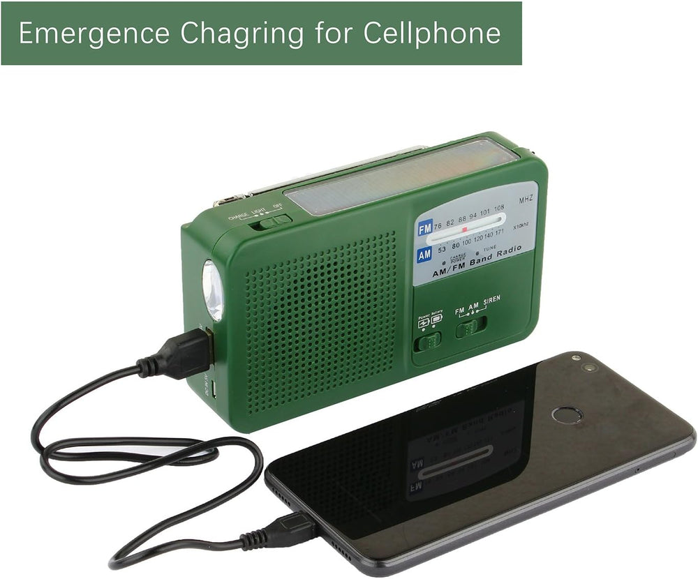 Emergency Radio with Solar and Hand Crank Self Powered, Battery USB Rechargin...