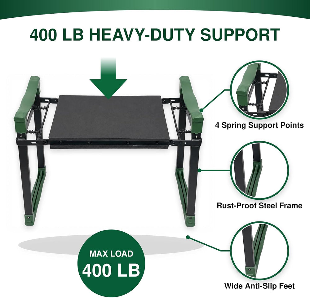 Garden Kneeler and Seat, Heavy Duty Foldable Garden Stool with Anti-Tip Outwa...