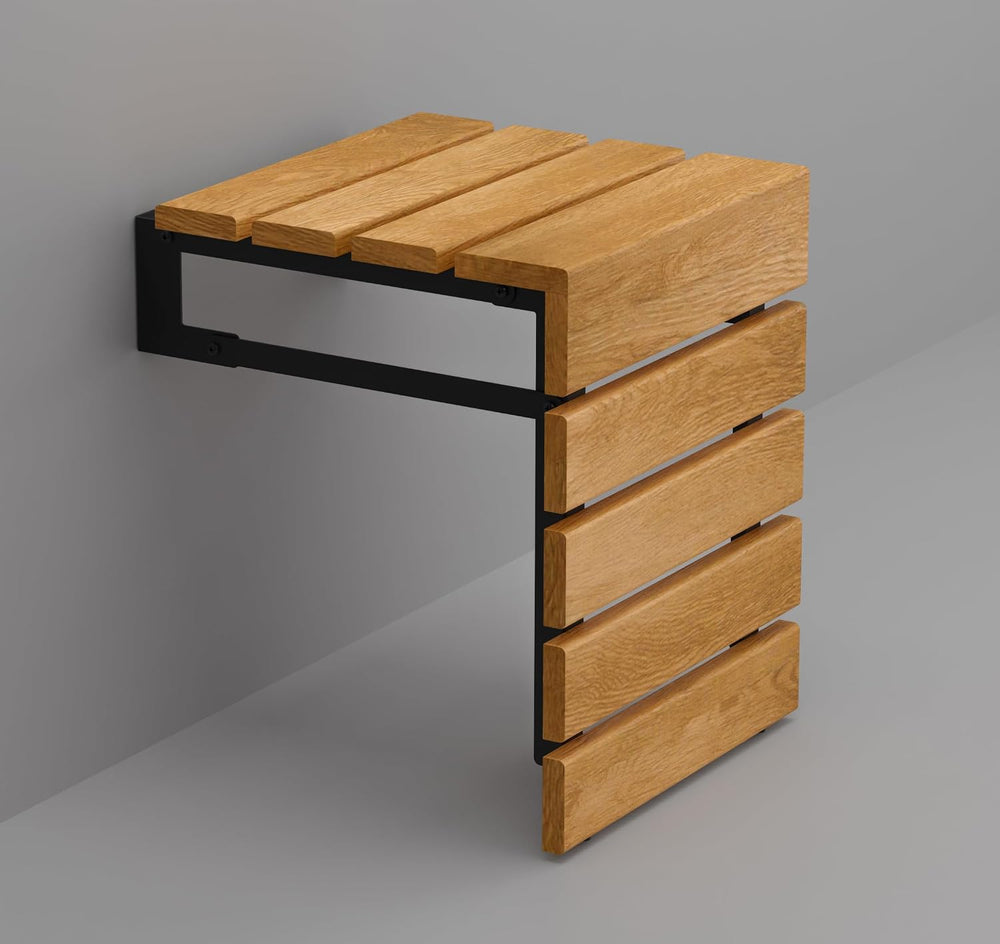 Folding Wall Mounted Teak Wood Handmade Shower Seat, Inside Shower Bathroom S...