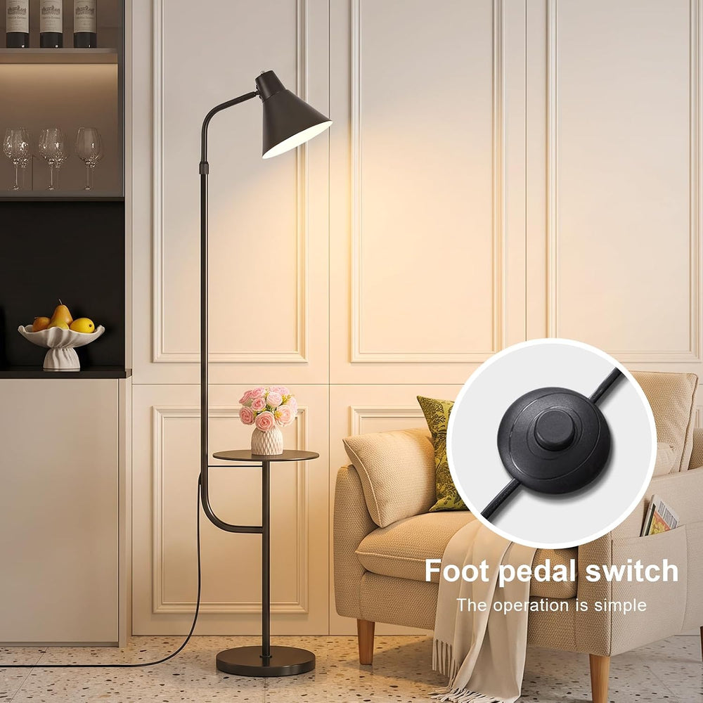 Black Floor Lamp with Shelf, Dimmable LED Reading Standing Lamp