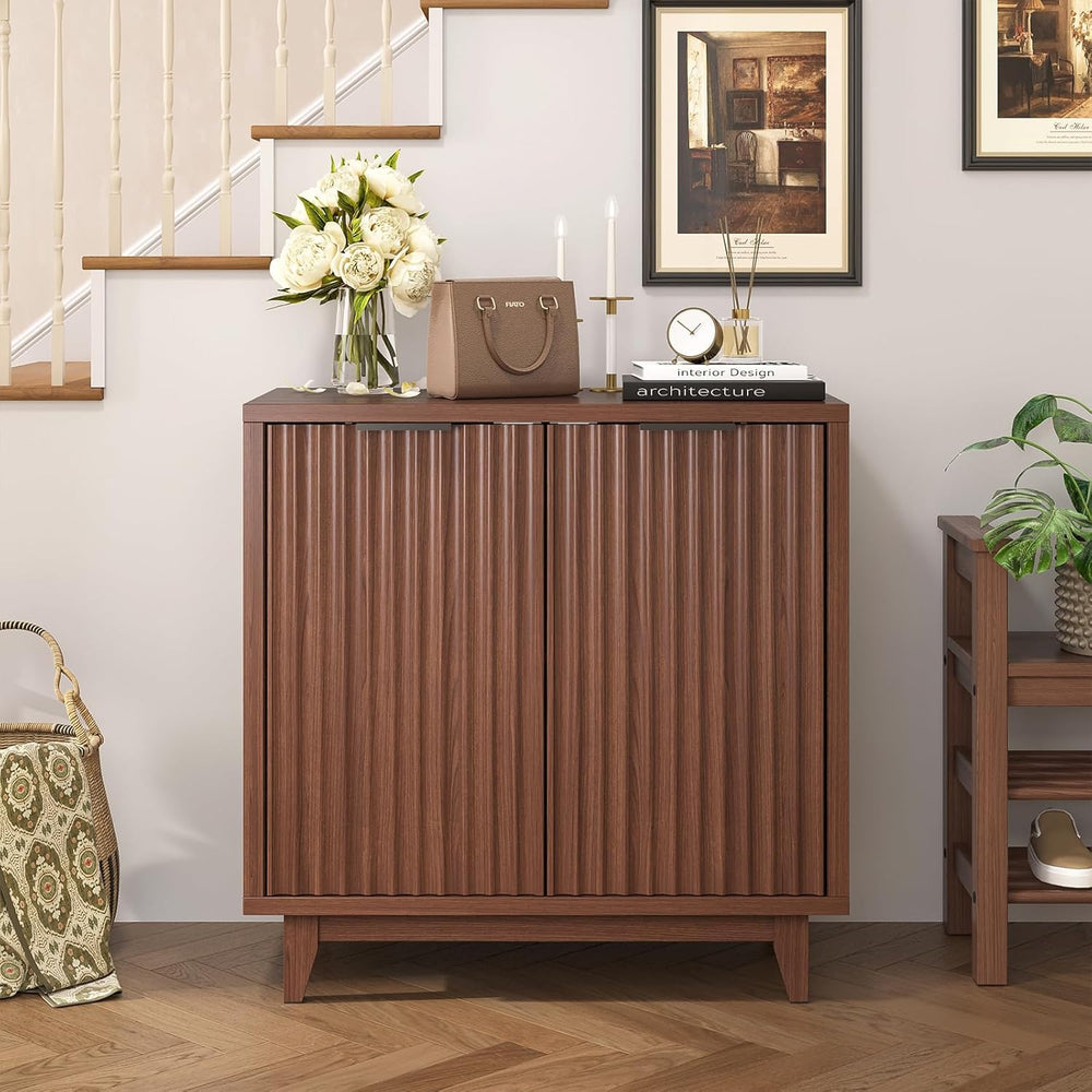 Befrases Buffet Cabinet with Storage Fluted Sideboard Accent Modern Credenza ...