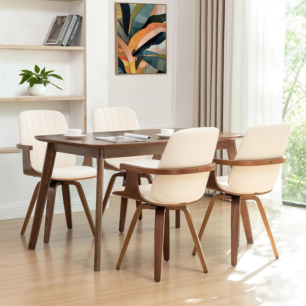Mid Century Modern Dining Chairs, Swivel Dining Chairs with Arms Walnut