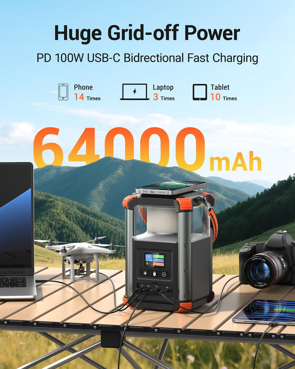 BLAVOR Power Bank Station, 236.8Wh/64,000 mAh Portable Power Station, 165W US...