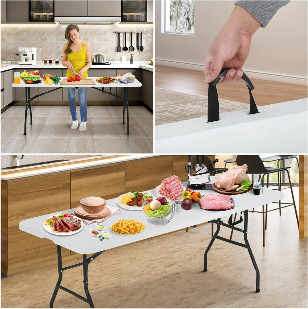 Dkeli Folding Table | 6 ft Folding Picnic Table Portable | Heavy Duty Dining ...