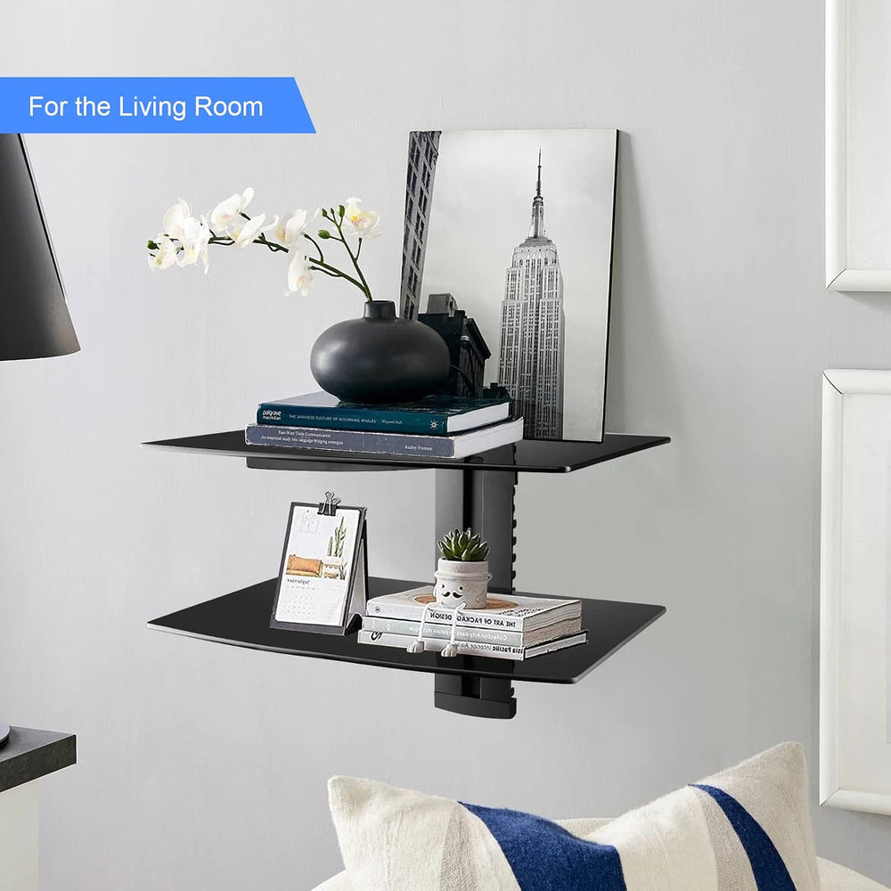 Suptek Glass Floating Shelves, TV Wall Mount with Shelf for DVD Player / PS4 ...