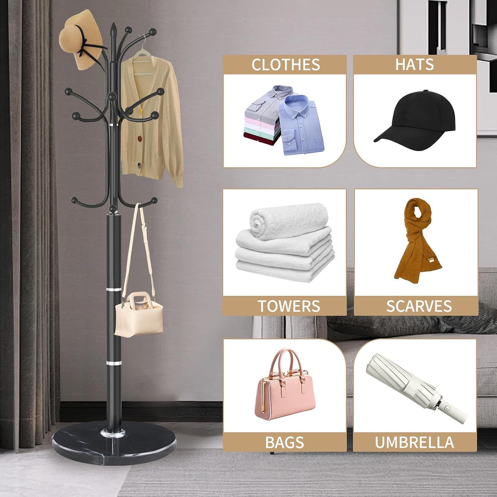 Metal Coat Rack Stand, Modern Freestanding Coat Rack with Natural Marble Base...