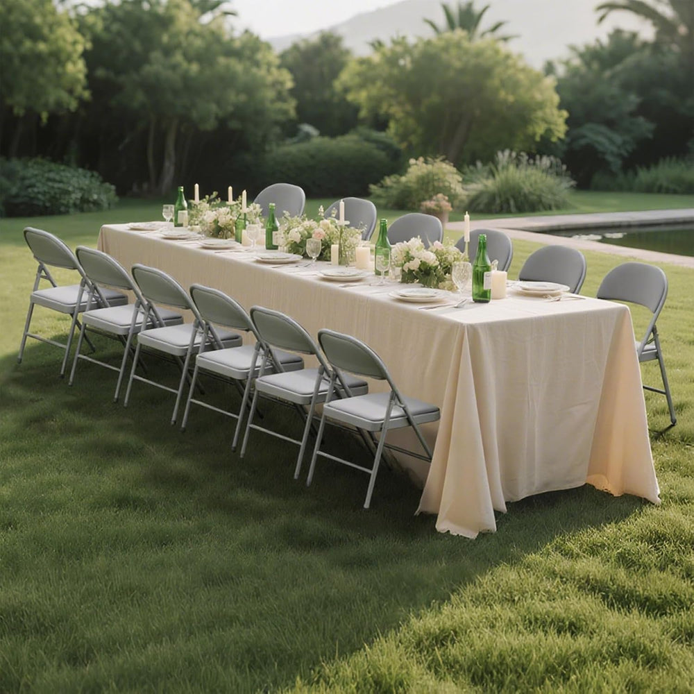 6 Pack Gray Padded Folding Chairs with Metal Frame