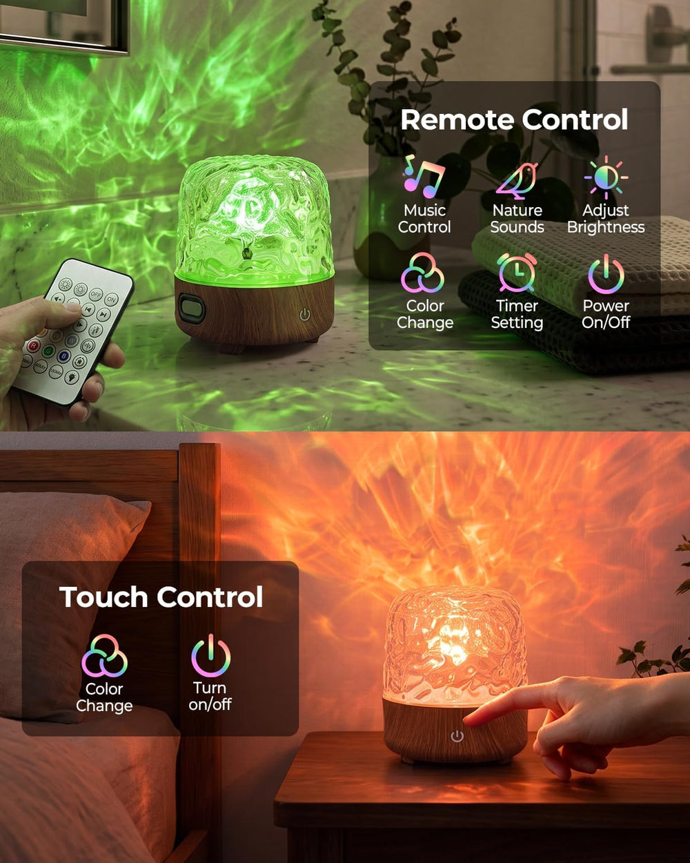 Waterproof Shower Mood Light with Bluetooth Speaker & Ocean Wave Projector