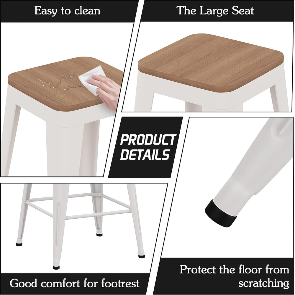 30" Counter Height Bar Stools Set of 4 Barstools Island Side Chairs-White