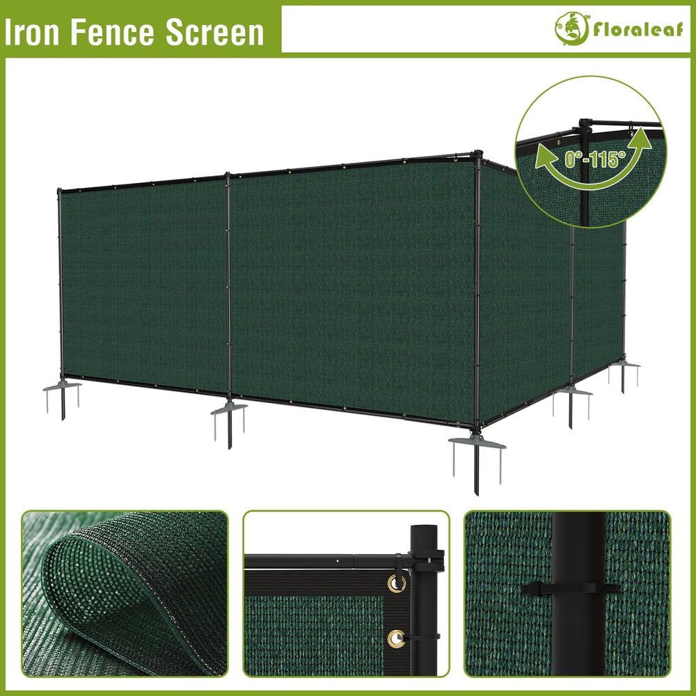 6'x12' Privacy Fence Sets with Iron Poles Outdoor Mesh Shade Net Cove...