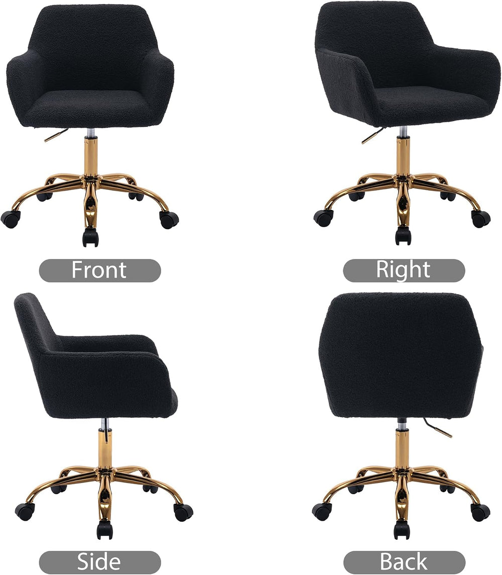 KCC Faux Fur Office Desk Chair, Comfy Swivel Armchair with Wheels, Upholstere...