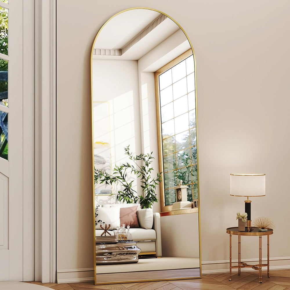 XRAMFY 56" x21 Gold Arched Full Length Mirror Floor Mirrors with Stand