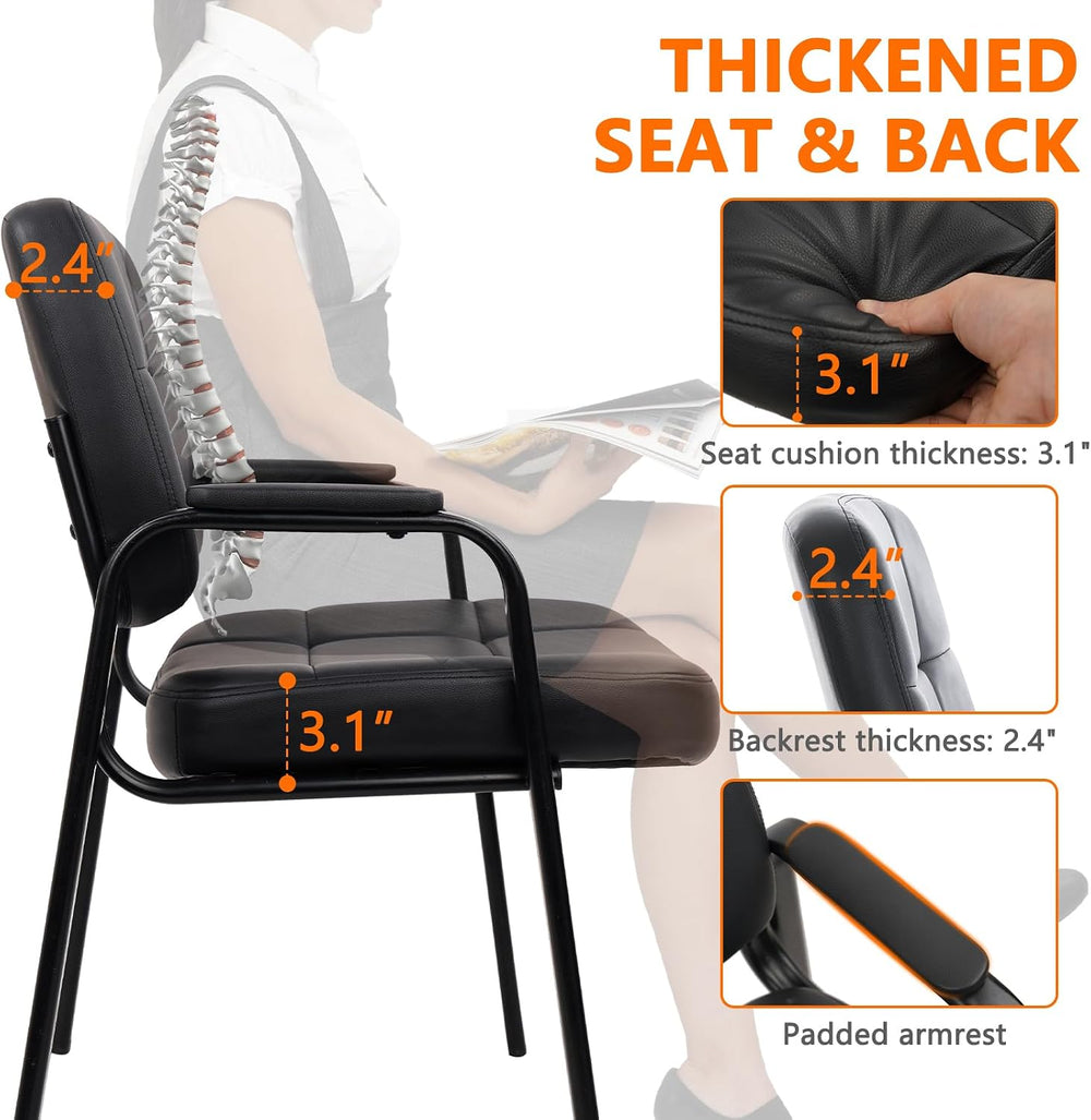 CLATINA Big & Tall 500 lbs Waiting Room Guest Chair, Leather Office Recep...