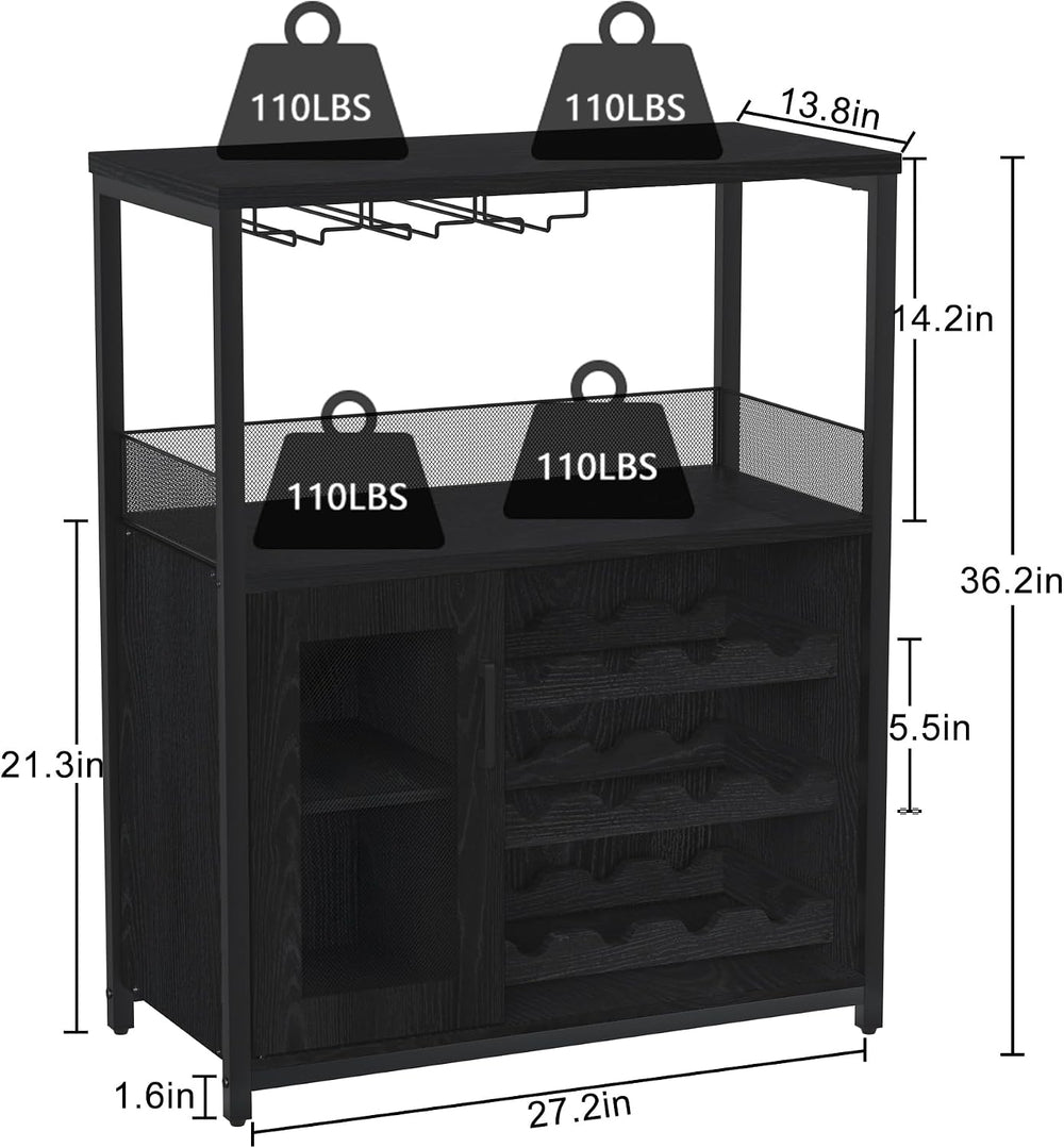 IDEALHOUSE Wine Bar Cabinet with Detachable Wine Rack and Storage Space