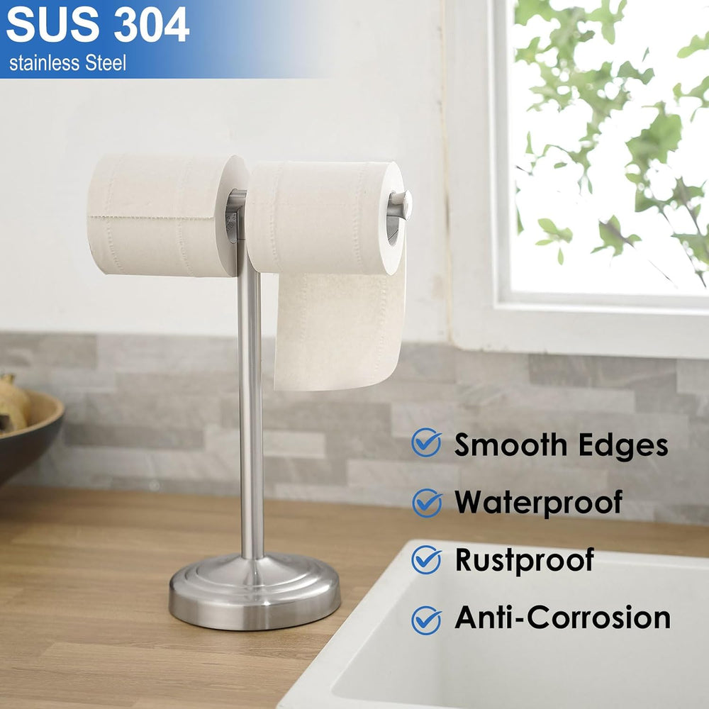 RUMOSE Brushed Nickel Hand Towel Holder Stand Countertop Towel Rack