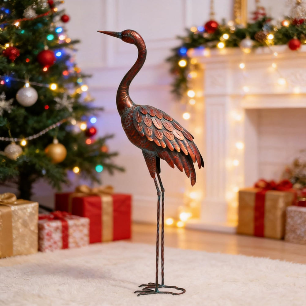 chisheen Outdoor Garden Crane Statues and Sculptures Metal Yard Art Statue fo...
