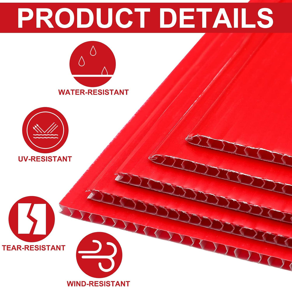 12 Pcs 17 x 6 Inch Arrow Yard Sign Red Corrugated Plastic This Way Decor Doub...