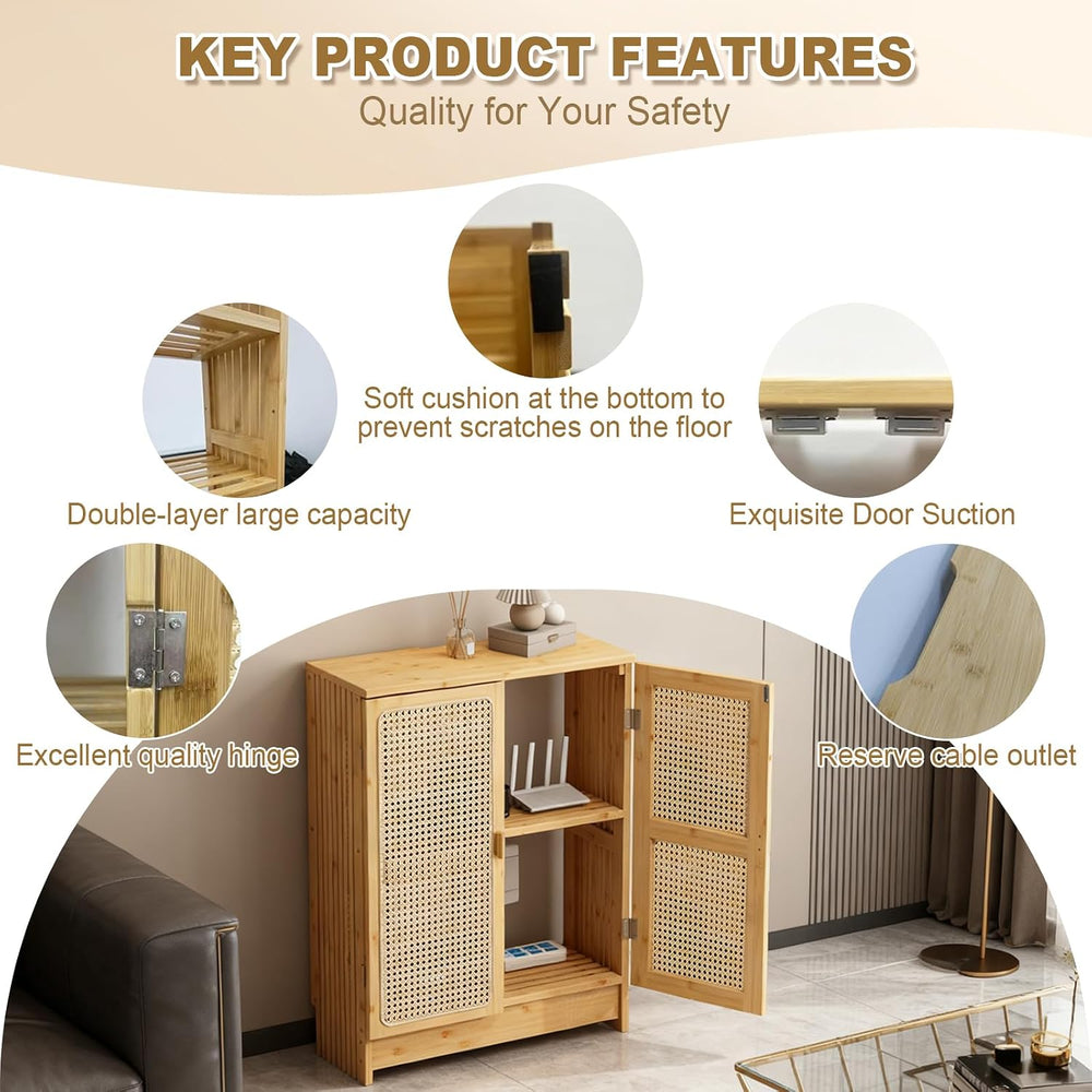 Jueraori WiFi Router Storage Cabinet with Adjustable Shelves, No Back Panel