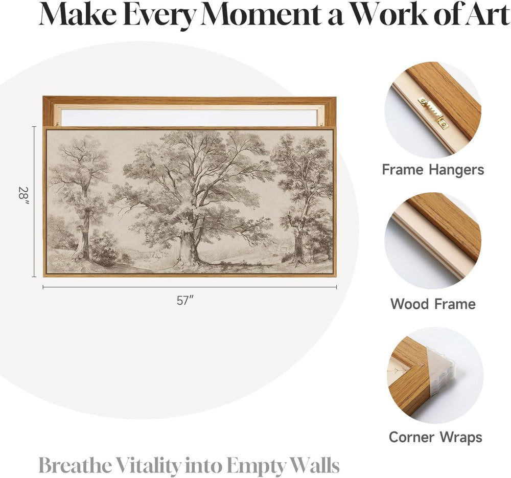 Extra Large Framed Vintage Landscape Wall Art for Living Room, 60x30 Inch
