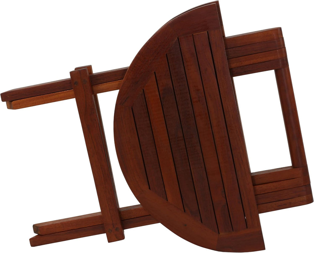 Bare Decor Karlyn Round Folding End Table in Teak Wood, 20"
