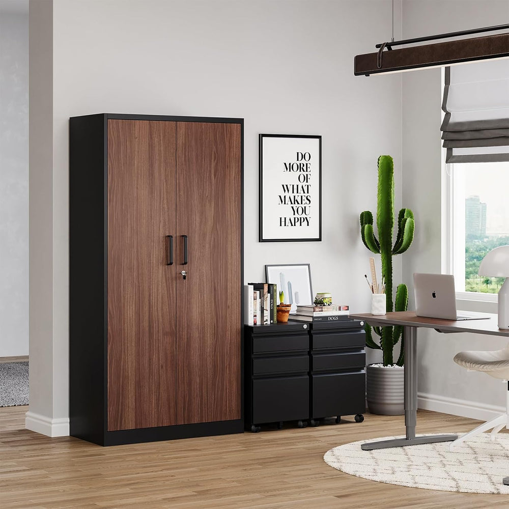 MIIIKO Metal Wardrobe Cabinet with Locking Doors, Metal Storage Armoire Close...