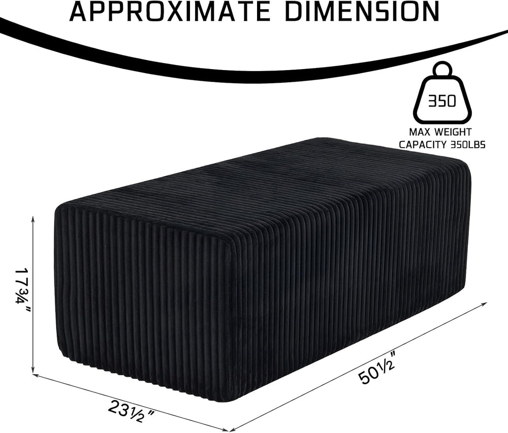 50.5" Corduroy Ottoman with High-Density Foam, Rectangular Foot Stool fo...