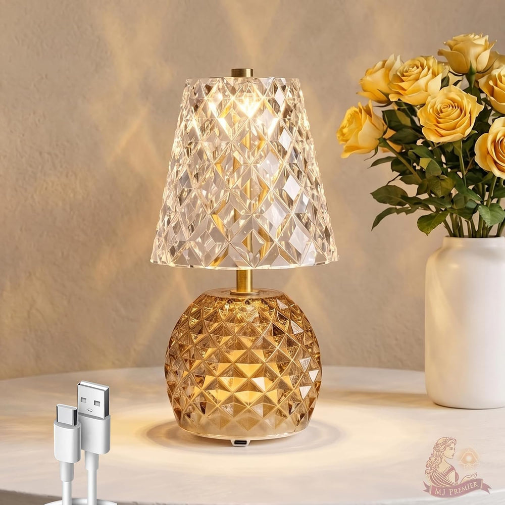 MJ PREMIER Rechargeable Table Lamp Cordless Mushroom Lamp with Timer Brown