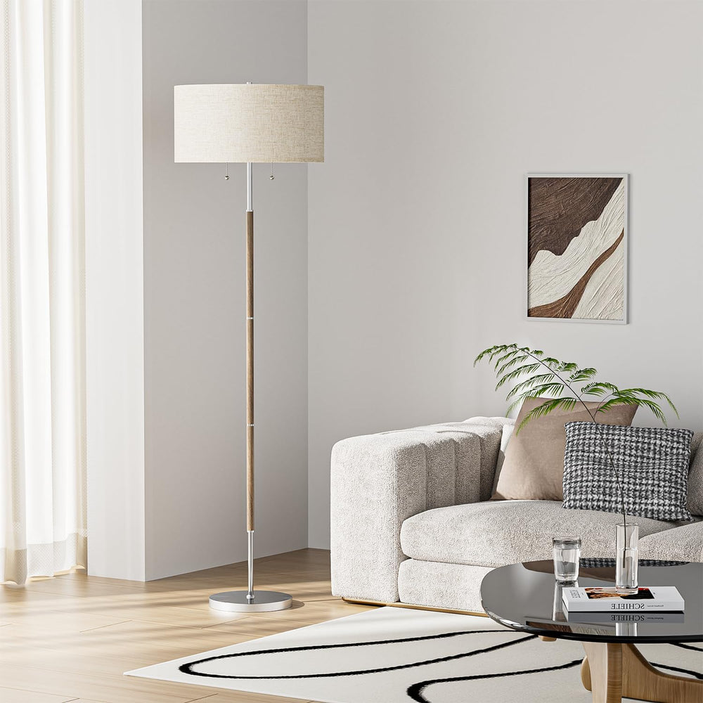 2-Light 3 Color Temperature Mid Century Floor Lamp for Living Room