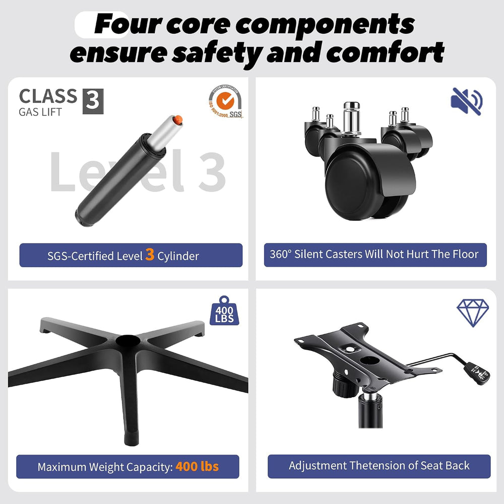 Fizzin Office Chair Mesh Computer Chairs with Adjustable Lumbar Support