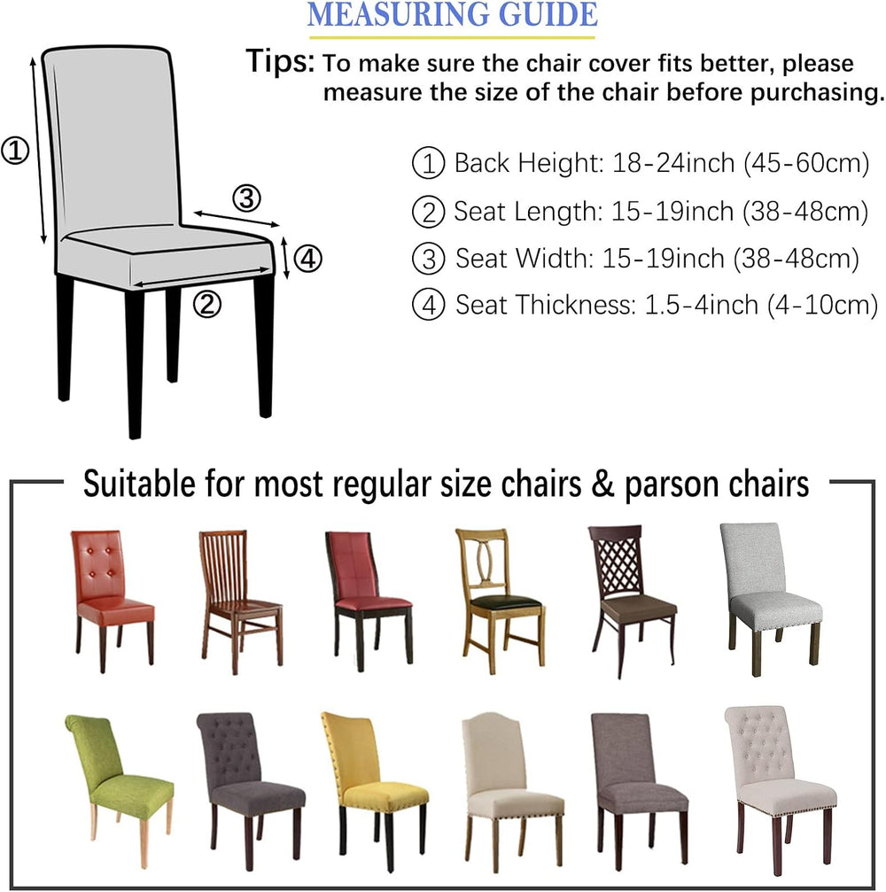 Dining Room Chair Covers Slipcovers Set of 6, Stretch Spandex Removable Washa...