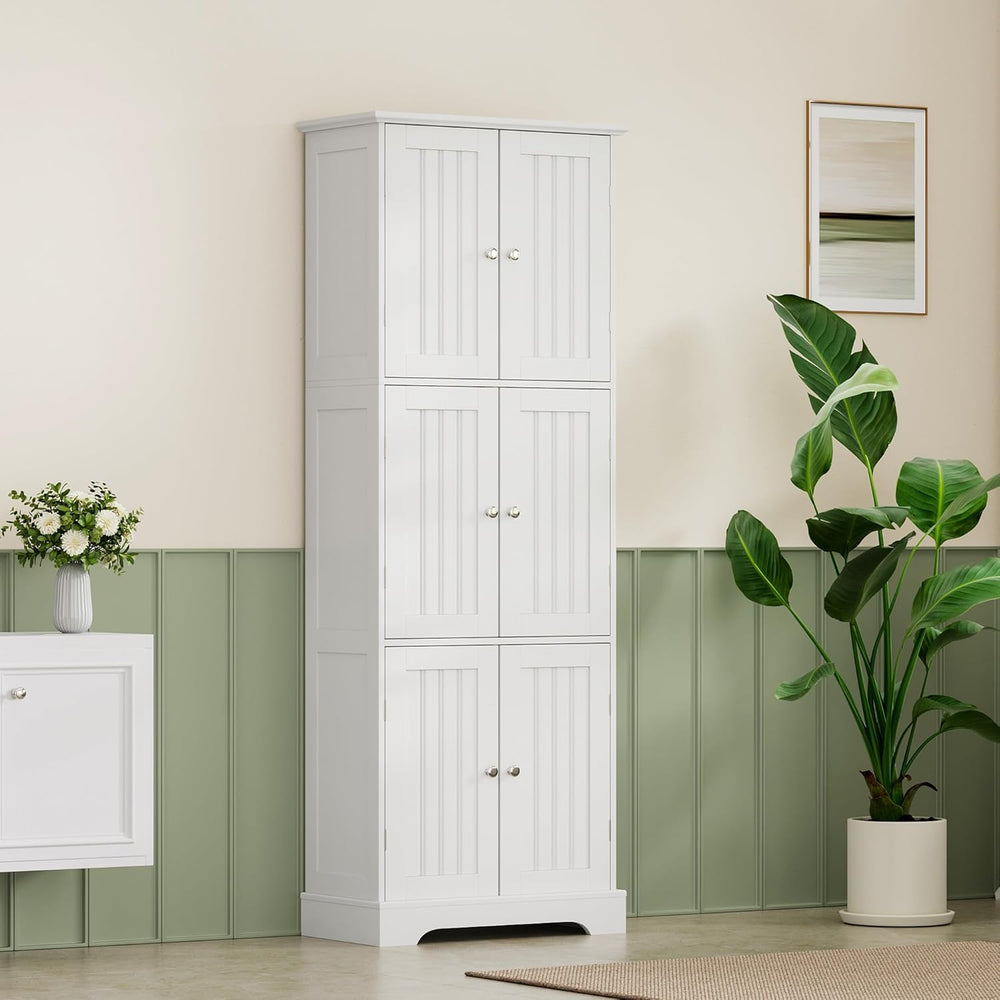 ChooChoo 63.2" Tall Bathroom Storage Cabinet with 6 Doors, Pantry Cabinet