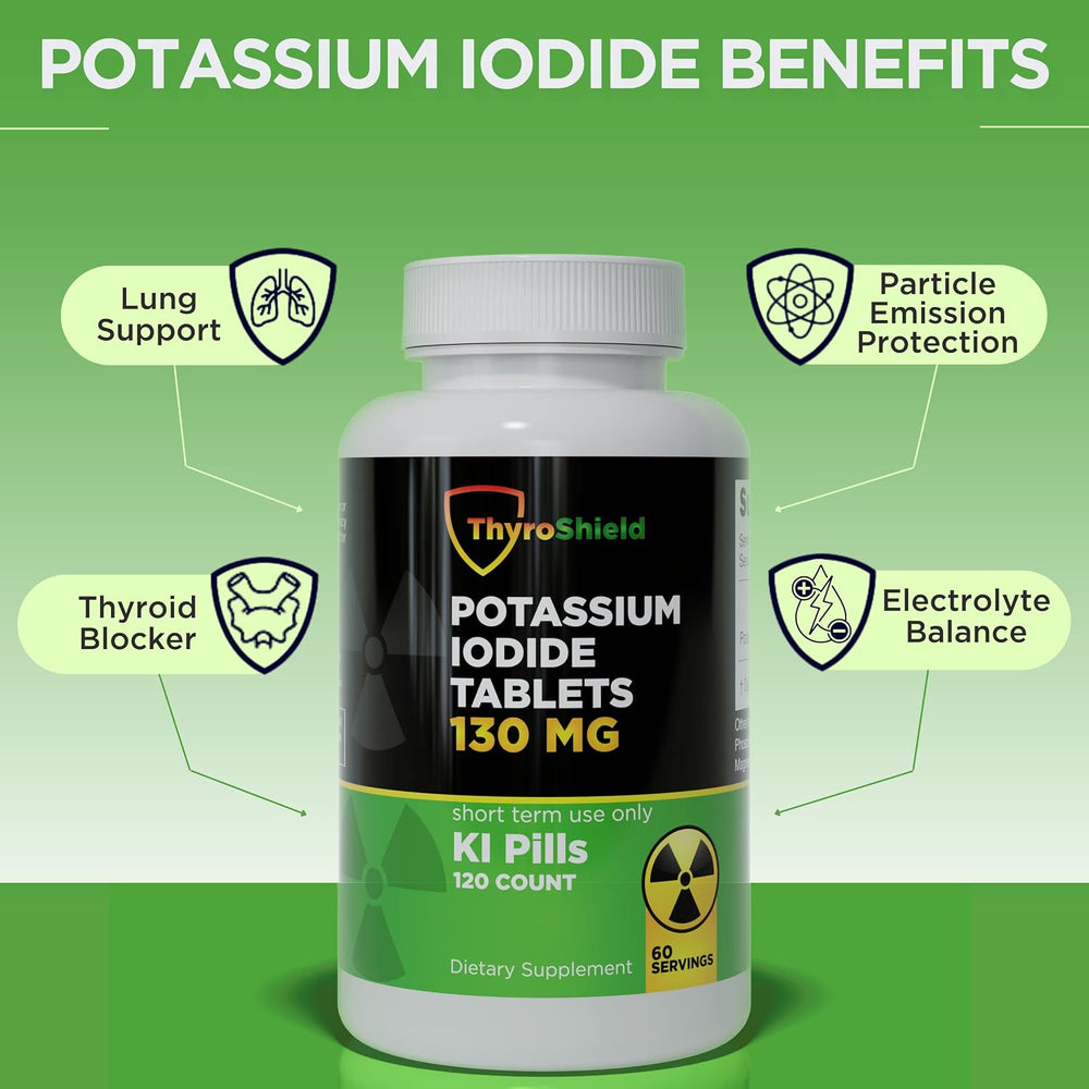 ThyroShield Potassium Iodide Tablets 130 mg | 120ct KI Tablets - Nuclear Radi...