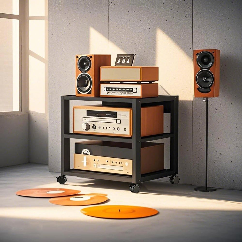 3 Tier AV Media Stand, Audio Rack Tower Stereo Components Cabinet