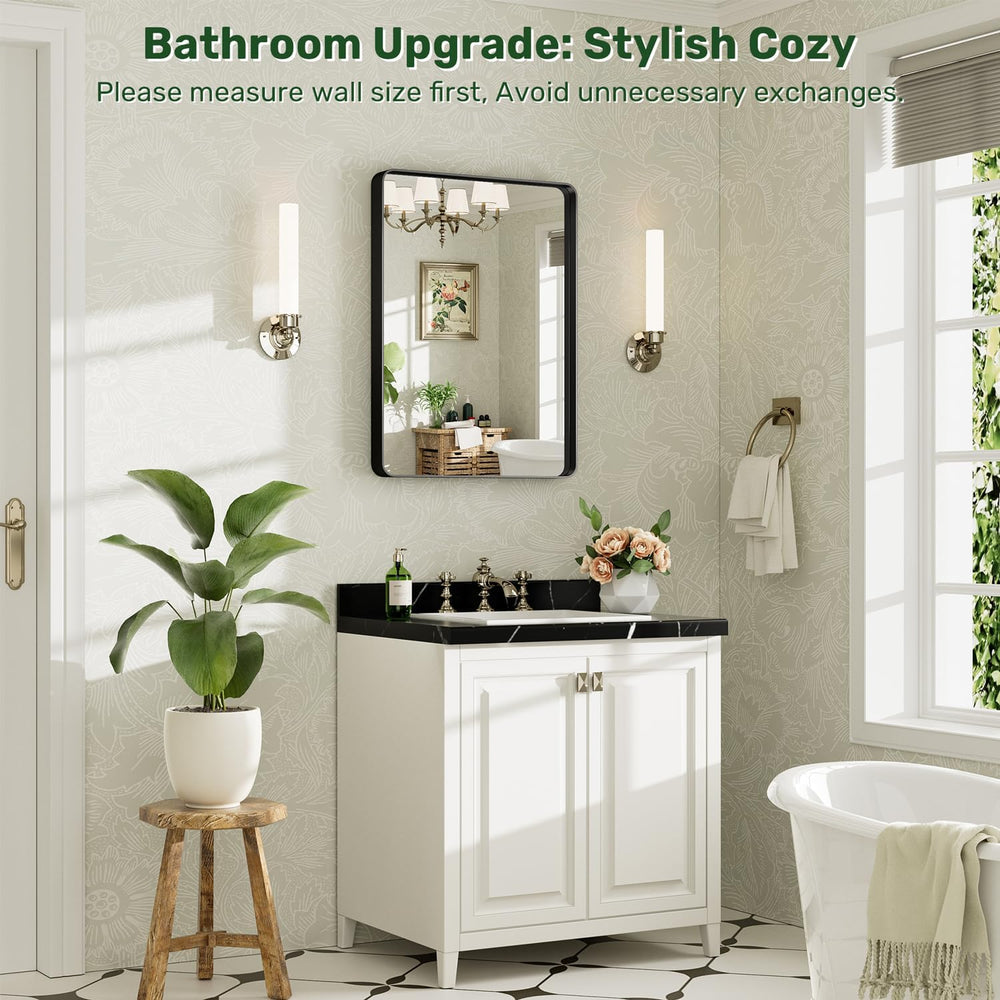 22X30 Black Bathroom Mirror for Over Sink, 2-Pack
