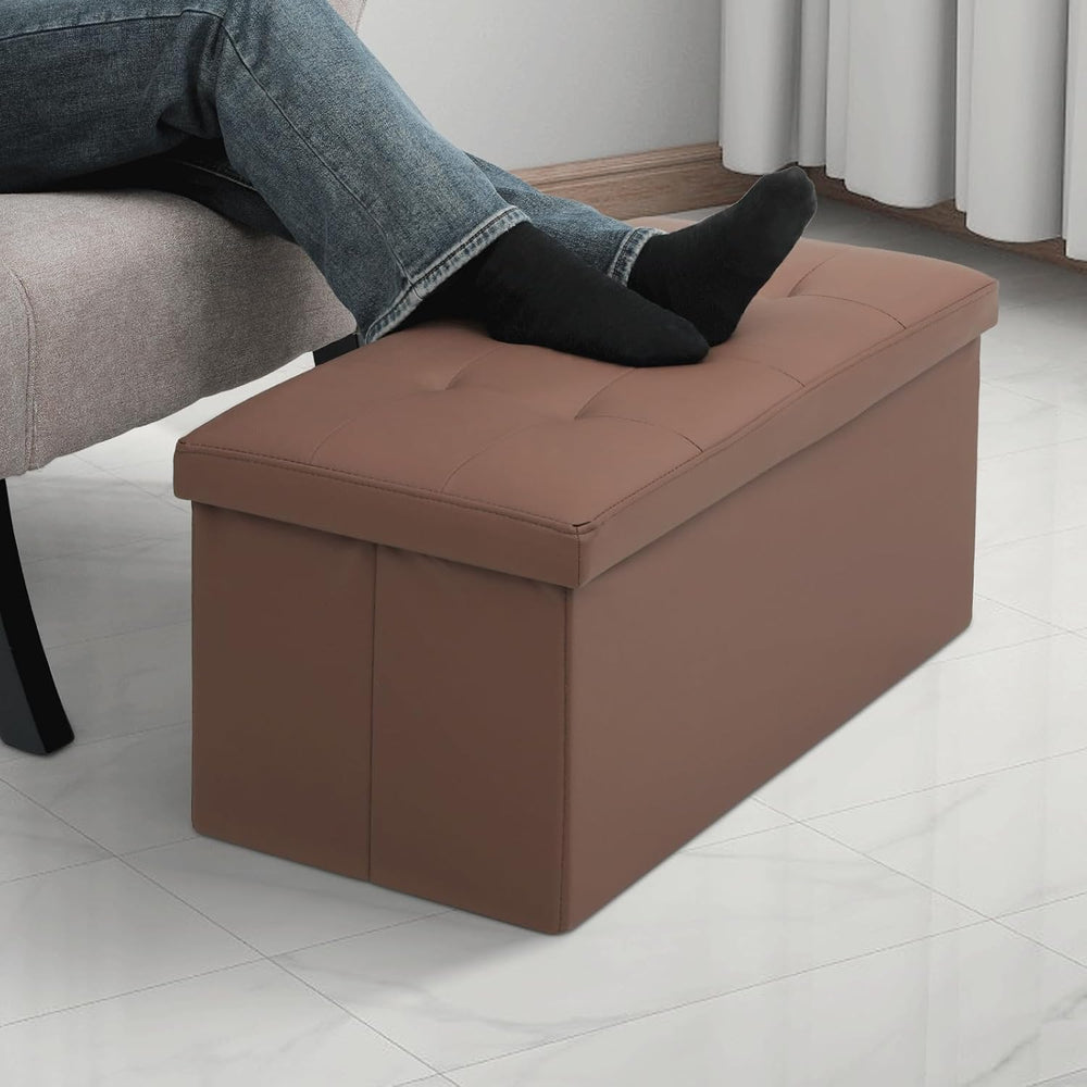 MoNiBloom 30 Inch Storage Ottoman Bench, 24 Gal. Folding Ottoman Footrest, En...