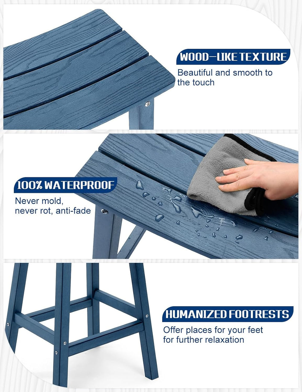 Weatherproof Bar Stools Set of 2, 28" Height Outdoor Bar Stools