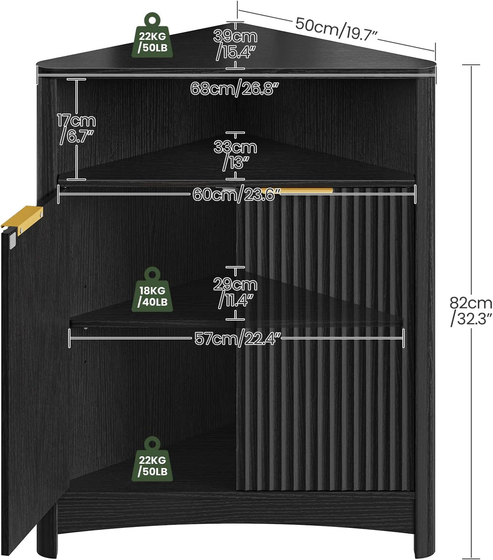 CHOEZON Corner Cabinet, Corner Storage with Fluted Panels and Adjustable Shel...