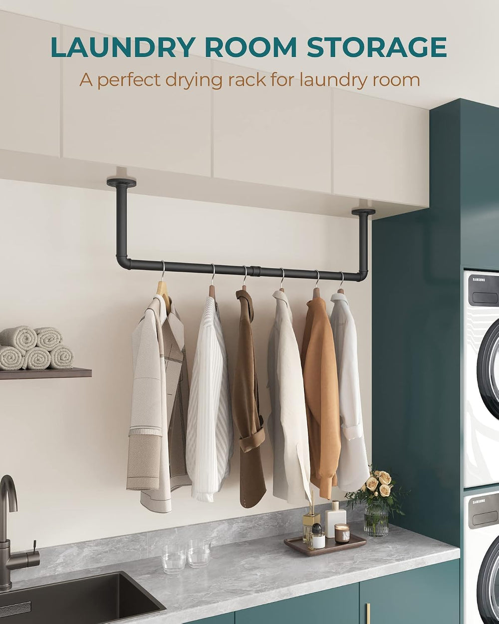OROPY 38.4" Industrial Pipe Clothes Rack Wall Mounted, Heavy Duty, 2 Pack