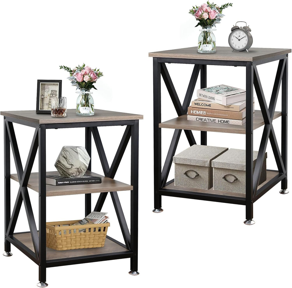 End Tables Living Room Set of 2, 16" D x 16" W x 24" H, Indoor...