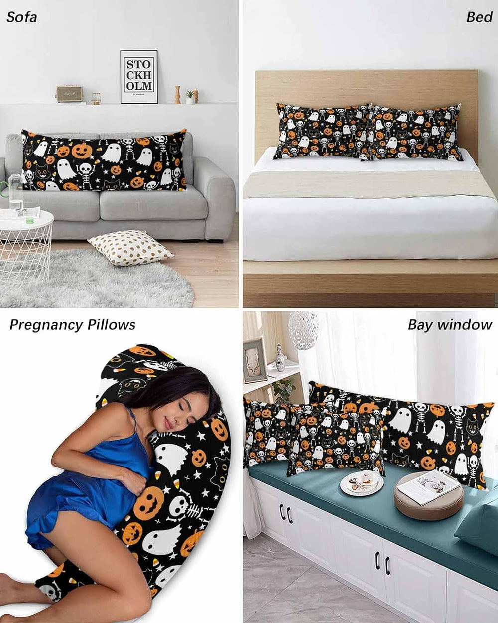 Halloween Pillow Cases Standard Size Set of 2 - Microfiber Bed Throw Pillow C...