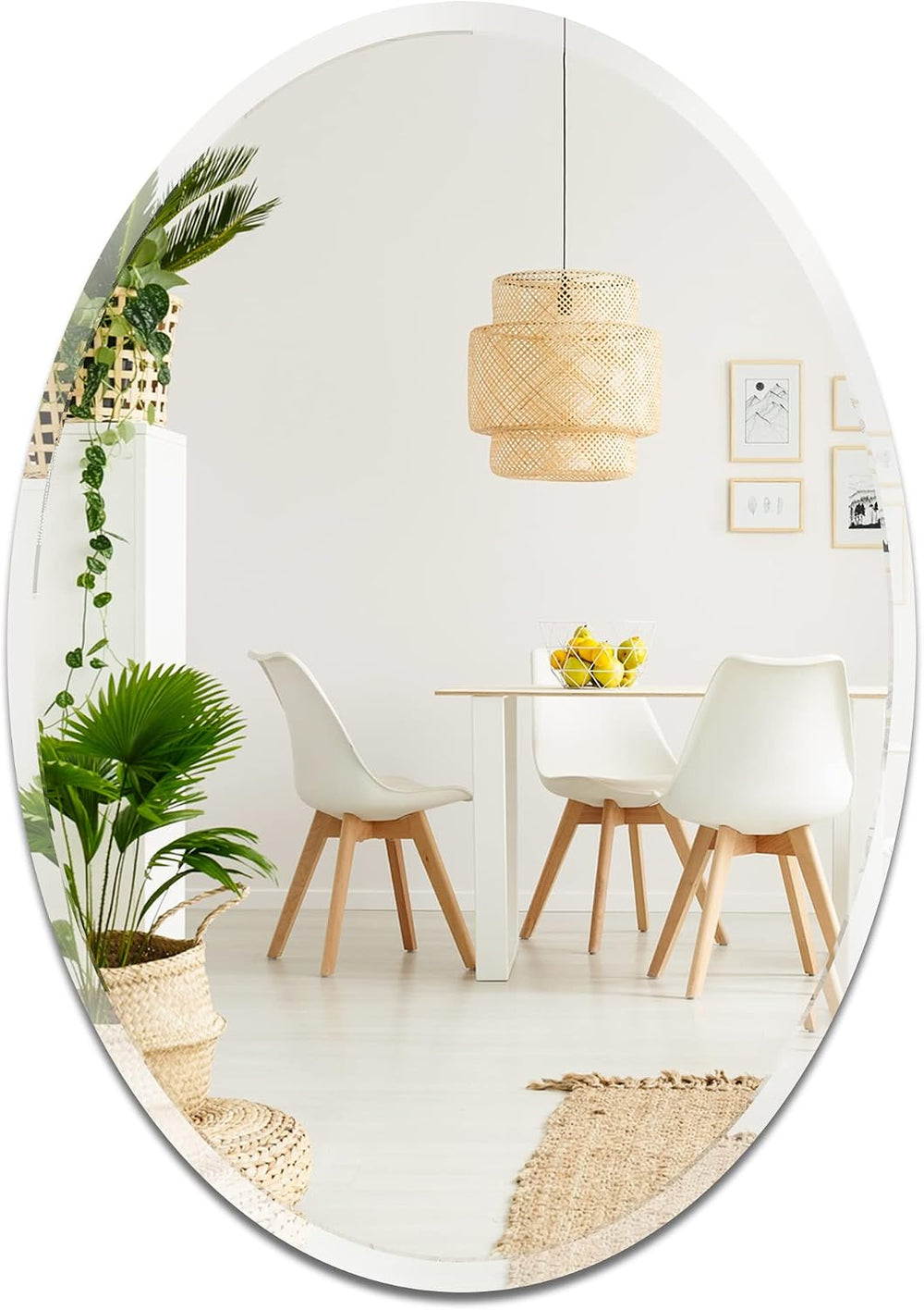 20" x 28"Frameless Oval Mirror, Decorative Beveled Edge Bathroom Mi...